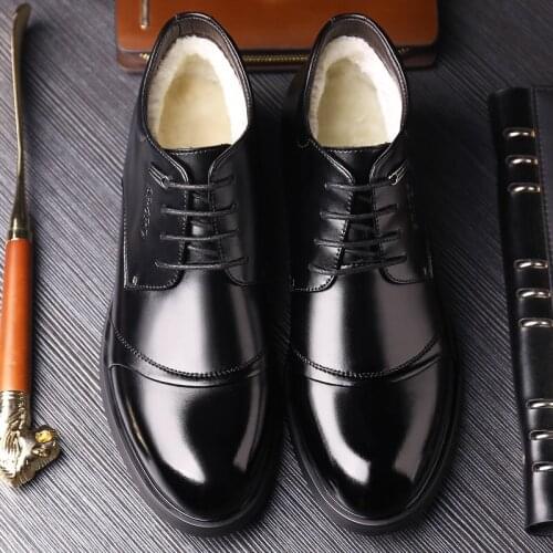 New Winter Men Boots Fashion Fur Warm MenS Boots Business Office Formal Leather Plush Men Dress Shoes Boots For Men