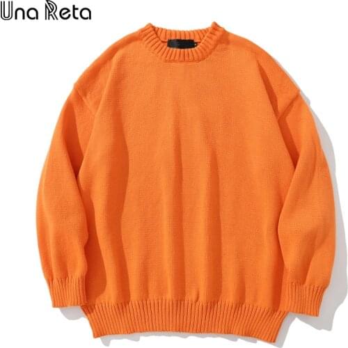 Una Reta Knitted Sweater Men New Streetwear Mens Clothing Winter Classic Sweater Solid Pullover Oversized Sweater