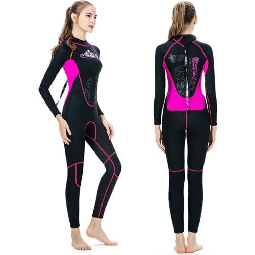 3MM neoprene Wetsuit Women snorkeling Skin diving suit full Body one piece suit surfing wear winter Cold-proof thermal swimsuit
