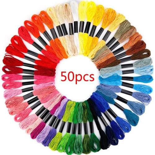 Cross Stitch Thread 50Pcs Embroidery Threads Embroidery Floss Polyester Cotton Thread For Handicraft DIY Sewing Accessories