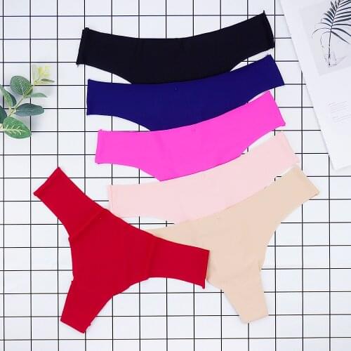 1 Piece Underwear Women Sexy G String Thongs Women Lingerie Femenina Girl Briefs Solid Color Ice Silk Satin Panties Wholesale