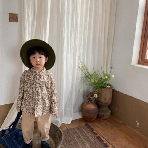 2021 new girls boys printed shirt cotton full sleeve autumn kids top