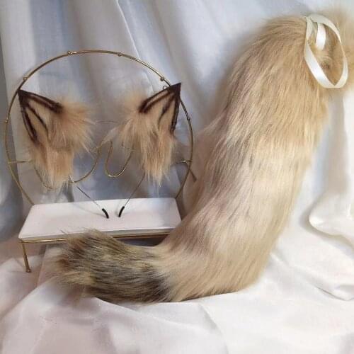 New Brown Wolf Anime Beast Ear Beast Tail Wolf Ear Cat Ear Fox Ear Hair Hoop Custom COSPLAY Hairpin For Girl Women High Quality