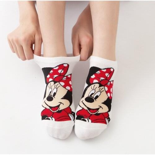 New Arrival 1pair Disney Cotton Short Socks Slipper Cartoon Female Invisible Socks Women Girls Non-Slip Socks Duck Mouse Socks