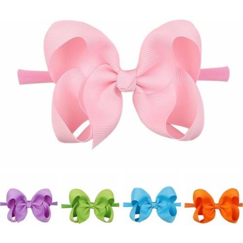 4 Inches Infant Solid Color Grosgrain Ribbon Bows Elastic Hairband Princess Headwear Hair Accessories Birthday Gifts Photo Props