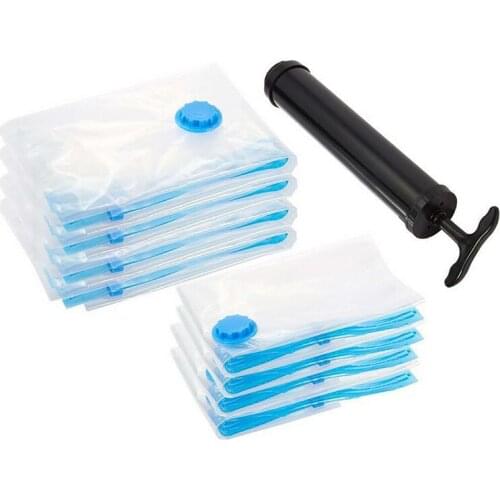 Transparent Air Vacuum Bags Home Wardrobe Quilt Blanket Clothes Storage Foldable Vacuum Bag Space Saving