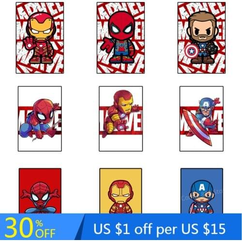 Q version of Marvel Avengers Superhero Canvas Painting Poster Nursery Wall Painting Creative combination kids Bedroom Decor