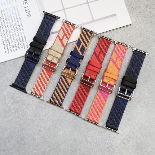 For Apple Watch Band 44mm 40mm 42mm 38mm Nylon+Metal Mix Color Watch Strap for Apple Watch SE Series 6 5 4 3 Band Wristband