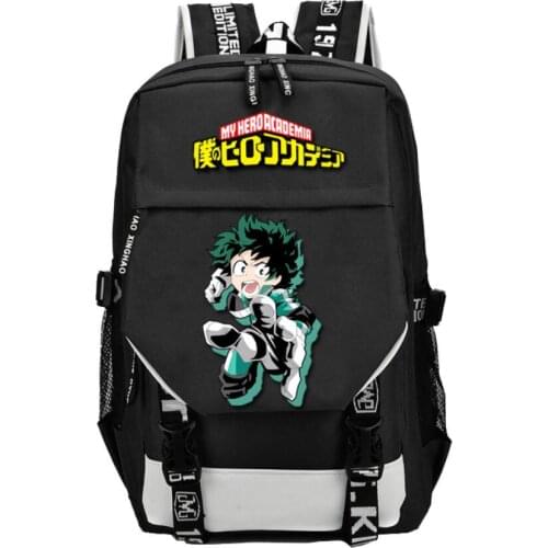 My Hero Academia Backpack Laptop USB Charging Shoulder Bag Satchel Laptop Rucksack Knapsack Teenager Casual Travel Gift