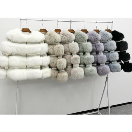 High Quality Luxury Women Fur Coat Real Fox Fur Winter Jacket Fashion Design Long Sleeve Outerwear