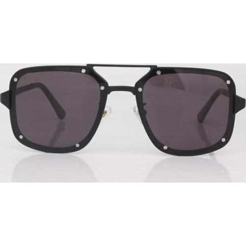 Square metal sunglasses for men fashion driving style grey lens Double Bar women sunglasses