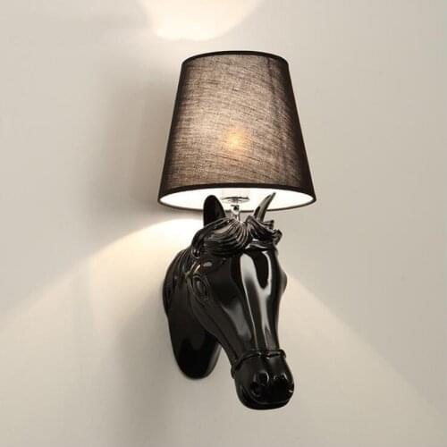 Modern fashion creative simple hotel hallway bedroom bedside lamp personality resin horse head wall lamp