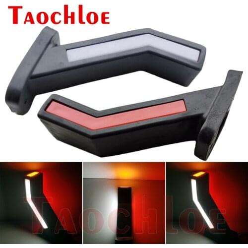 2Pcs 12V 24V Truck Parking Lights Trailer Tractor Lorry Side Marker Position Lamps LED Water Flowing Turn Signal Red White Amber