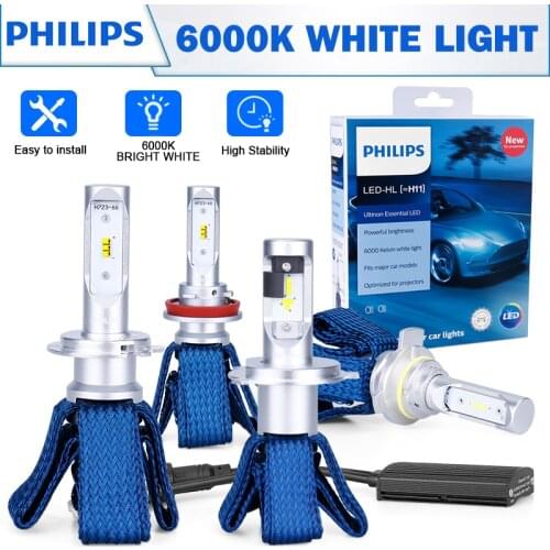 LED H7 philips H11 H4 9005 HB3 HB4 H1R2 9006 9012 Headlight philips Ultinon Essential LED Kit 6000K 12V H8 H16 LED Fog Lamps