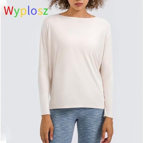 Wyplosz Yoga Long Sleeve Shirts For Women Wear Fitness Workout Loose Running Ventilation Nude Comfortable Crop Top Seamless Gym