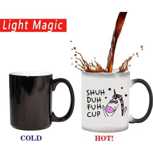 Funny unicorn magic mug 11oz ceramic color changing coffee mug cup milk tea cups gift