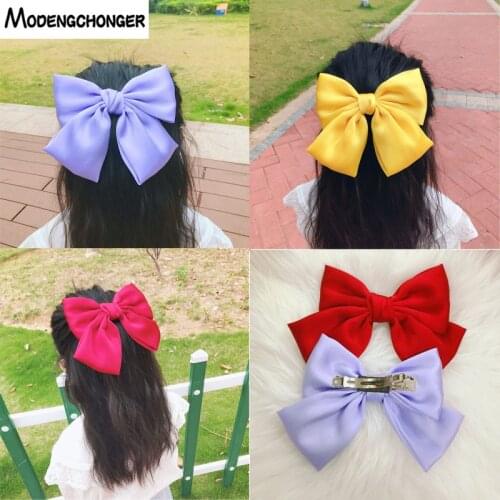 2020 New Fashion Ribbon Hairgrips Big Large Bow Hairpin For Women Girls Satin Trendy Hair Clips Cute Barrettes Hair Accessories