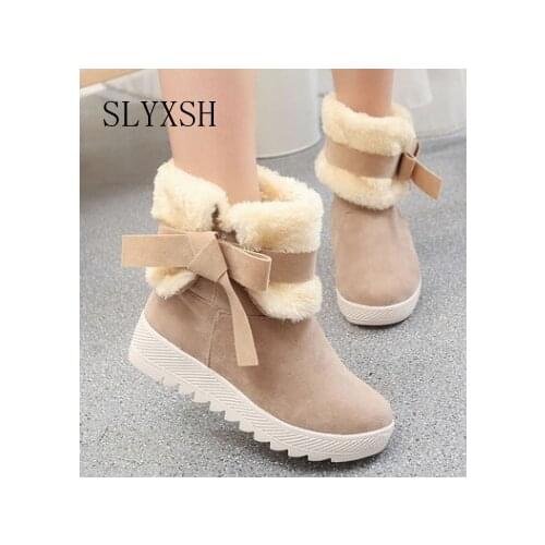 2017 women Snow boots warm winter ankle boots Female shoes plus student bow fashion child snow boots fashion kids sneakers