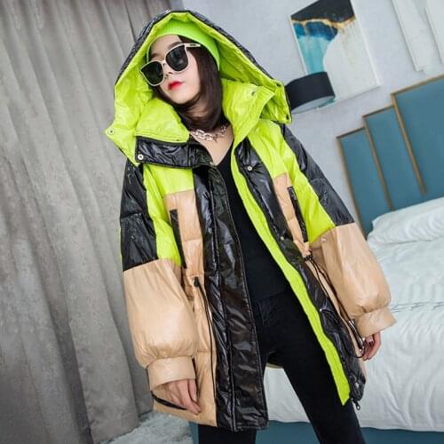 2021 Winter Thick Parka Women Warm Down Cotton Coat Hooded Loose Large Size Down Jackets Glossy Outwear Abrigo Mujer