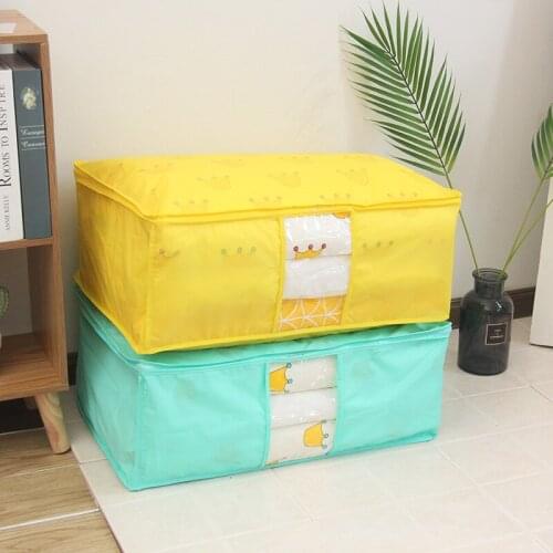 1pcs Transparent Border Plastic Closet Organizer 58*22*40cm Folding Storage Bag Home Saving Space Bags Organizer Bedding