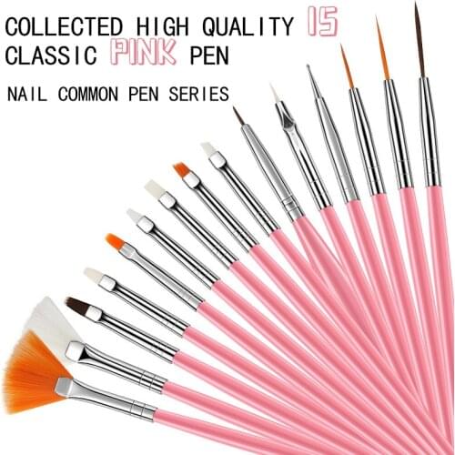 15pcs Professional Manicure Powder Rod White Rod Painted Pen Point Drill Pull Line Pen Nail Phototherapy Pen Nail Art Tool Hot