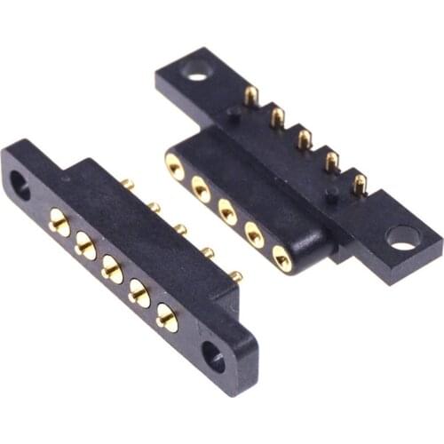5Pair New Type Spring Loaded Connector Terminal 5 Pin 2.54 mm Pitch With Screw Holes PCB Power Charging Plug Socket
