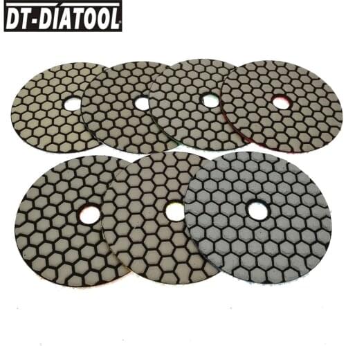 7pcs 100MM Mixed Grits flexible Dry Diamond Polishing Pads Sanding Discs for Granite Marble Stone Grinding Disc