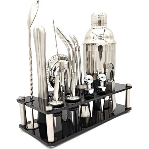 Bartender Kit 17-Piece Cocktail Shaker Set Acrylic Bracket Home DIY Suit for Mixed Drinks Martini Bar Tools With straws
