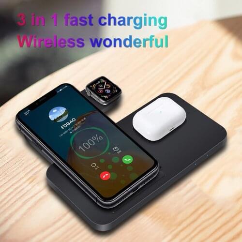 3 in 1 15W Fast Wireless Charger Qi Charging Dock Station For iPhone 12 11 Pro XS MAX XR X 8 Apple Watch SE 6 5 4 3 AirPods Pro