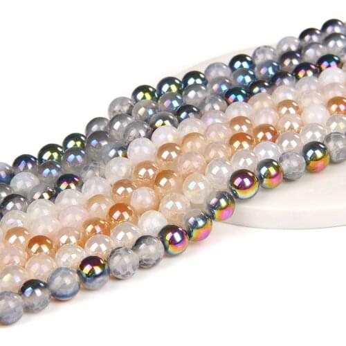 6 mm 8 mm 10 mm Electroplated Natural Agat Beads Wholesale Polished Stone Strand Beads For DIY Making Jewelry Accessory Bracelet