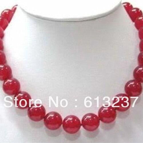 Hot sale 10mm Fashion stone red natural stone chalcedony jades round beads chain strand necklace for women choker 18inch MY4613