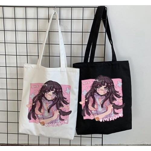 Japanese anime canvas bag female Harajuku kawaii fun Vintage new style Ulzzang bags cute large capacity female ins shoulder bags