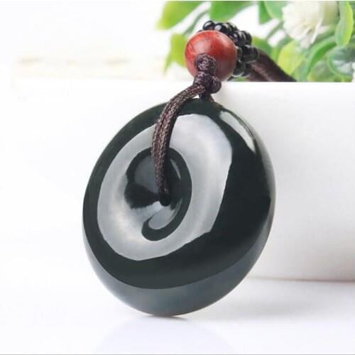 Fine Jewelry Hetian Qing Jade Chinese Buttons Style Pendant Blessing Brave Peace Necklace Hot 2017