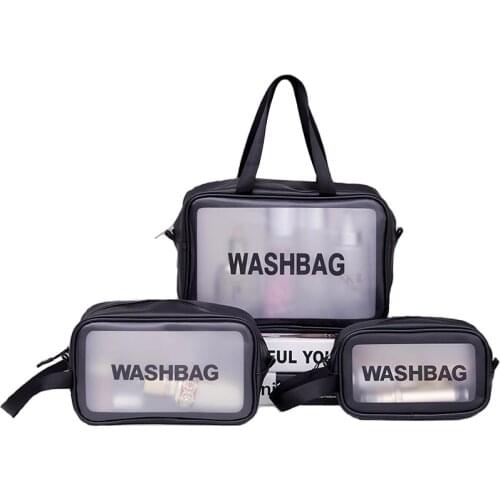 HMUNII 3 Species Size Ladies Large Capacity Frosted Waterproof Cosmetic Bag Convenient Travel Makeup Storage Bag Female Wash Bag