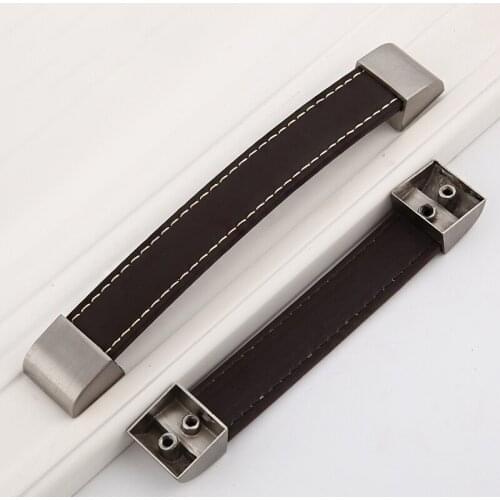 Free shipping hole pitch 96mm Leather handle doorknob furniture knob drawer closet Shoe cabinet pull household hardware part