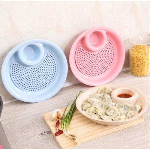 Creative plastic dumpling plate with vinegar dish Wheat straw double layer water plate environmental protection household circul