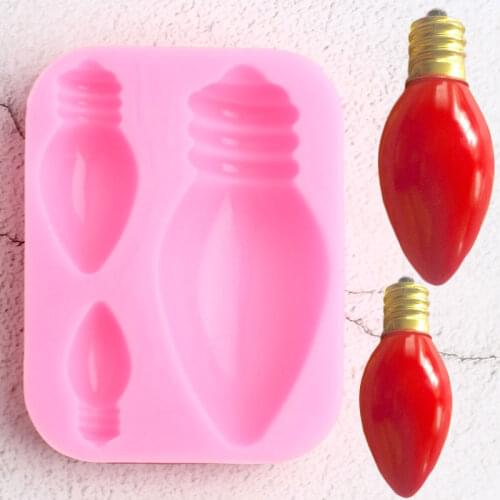 Light Bulbs Christmas Cake Decorating Tools Soap Clay Silicone Molds Cupcake Topper Fondant Mold Candy Chocolate Gumpaste Mould