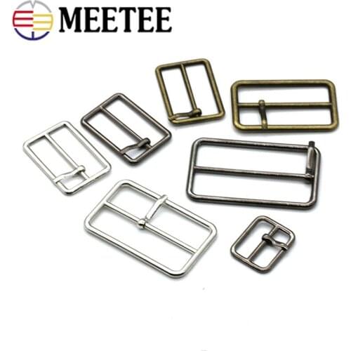 Meetee 5pcs 20-50mm Metal Belt Buckle Belt Windbreaker Adjustable Pin Buckles DIY Strap Webbing Slider Hook Adjust Decor Clasp