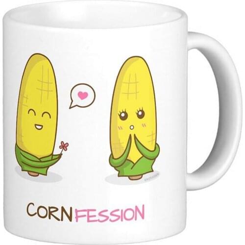 Cute Funny Punny Corn Love Confession White Coffee Mugs Tea Mug Customize Gift By LVSURE Ceramic Mug Travel Coffee Mugs