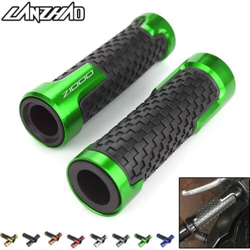 Motorcycle Hand Grips 7/8" 22mm CNC Aluminum Rubber Gel Handle Grip for Kawasaki Z1000 Z1000SX 2005 - 2015 2016 2017 2018 2019