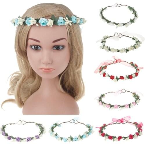 Creative Flower Crown Paper Rose Hairbands Head Wreath Wedding Photography Children Hair Accessories Girls Beach Vacation Party