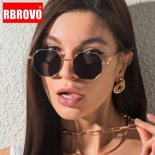 RBROVO 2021 Small Retro Sunglasses Women Polygon Luxury Glasses for Women/Men Brand Designer Eyewear Women Gafas De Sol Hombre