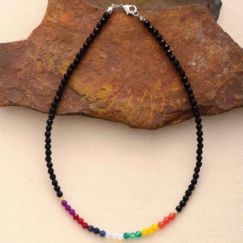 7 Color Chakra Necklaces Semi Precious Stone Choker Necklace Women New Fashion Beaded Short Necklaces Jewelry