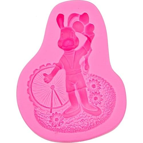 Easter Bunny balloon Flowers Silicone soap Mould DIY Fondant Kitchen Cake decoration Mold for Chocolate Baking Tools F0541