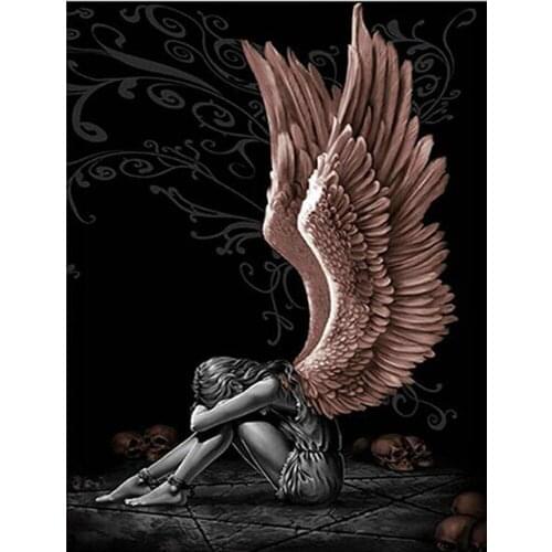 Full Square Round Mosaic DIY 5D Diamond Painting Angel girl with wings Diamond Embroidery crystal Christmas Home Decoration DF16