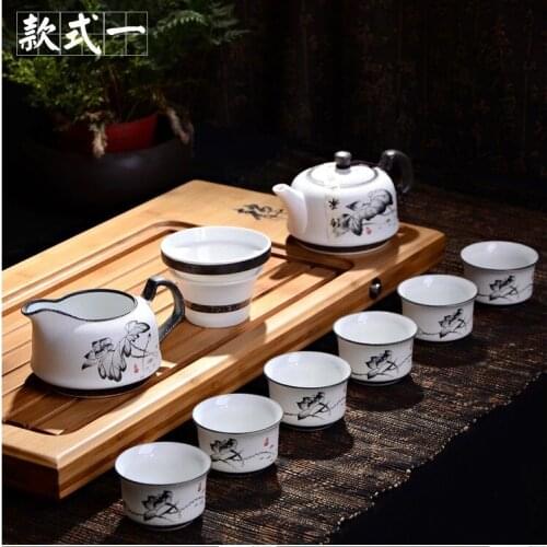 Manufacturers selling new specials snowflakes glaze ceramic tea set kung fu tea set 8 head pot custom logo