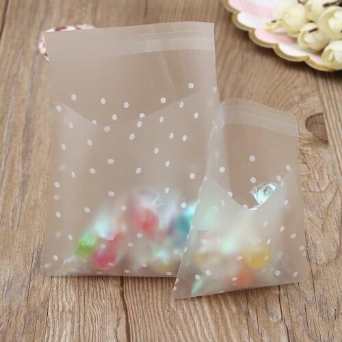100pcs White Dots Transparent Frosted OPP Plastic Bag Cookie Candy Packaging bag Party Event Festive Supplies