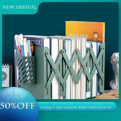 Adjustable Book Stand Rack with Pen Holder The Freedom to Adjust Bookshelf Large Metal Bookend Desk Book Shelve Organizer