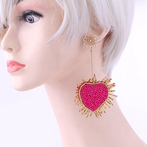 Sehuoran Statement Earrings Beads Earrings For Women Dangle Earrings Boho Wedding Fashion Handmade Drop Earrings Girls Party