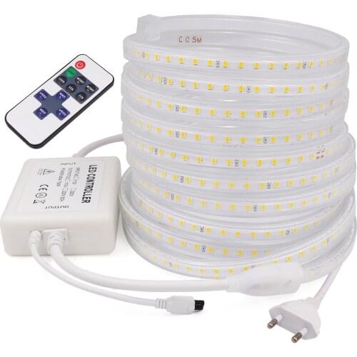 LED Strip Light 2835 120LEDs/M Flexible LED Tape with Dimmer 220V 110V Waterproof Ribbon Stripe Light for Home Decor EU US UK AU